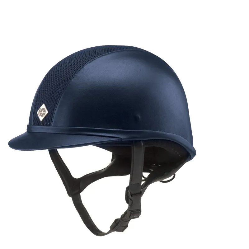 Charles Owen AYR8 Leather Look Plus Riding Hat - Round Fit - Navy